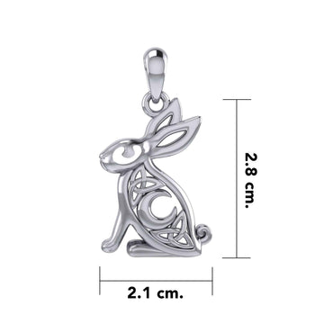 Celtic Rabbit or Hare With Crescent Moon Silver Pendant TPD6036 - Jewelry